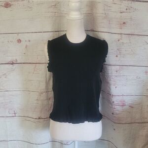 Club Monaco Ruffle Trim Sleeveless Knit Top Size Medium